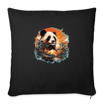 Panda Bear with Mountain & Palm Panda Design - Sofa pillowcase 17,3'' x 17,3'' (45 x 45 cm) - black - Front