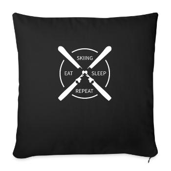 eat sleep skiing repeat - Sofa pillowcase 17,3'' x 17,3'' (45 x 45 cm) - black - Front