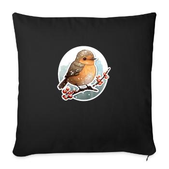 Whinchat in winter - Sofa pillowcase 17,3'' x 17,3'' (45 x 45 cm) - black - Front