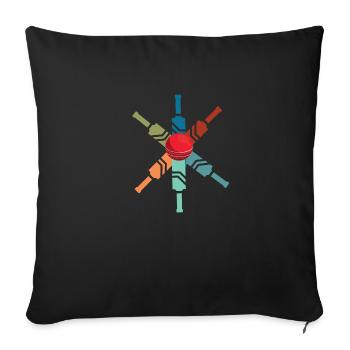 Raquette de cricket colorées -idée cadeau cricket - Housse de coussin décorative 45 x 45 cm - noir - Devant