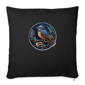 Winter night with bird - Sofa pillowcase 17,3'' x 17,3'' (45 x 45 cm) - black - Front