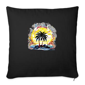 Palmiers au soleil (Collection d’œuvres d’art) - Housse de coussin décorative 45 x 45 cm - noir - Devant