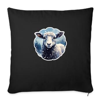 Sheep in winter - Sofa pillowcase 17,3'' x 17,3'' (45 x 45 cm) - black - Front