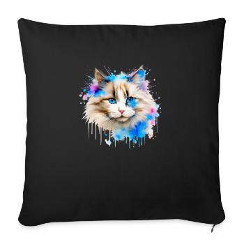 chat ragdol - Housse de coussin décorative 45 x 45 cm - noir - Devant