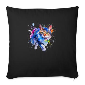 cat, kitten - Sofa pillowcase 17,3'' x 17,3'' (45 x 45 cm) - black - Front