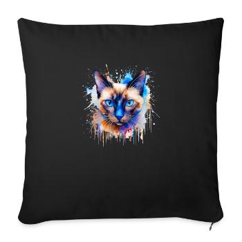 chat siamois - Housse de coussin décorative 45 x 45 cm - noir - Devant