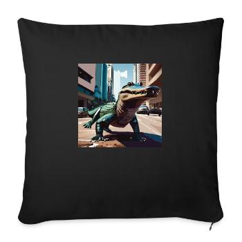 Crocodile on the streets of Miami Part. 2 - Sofa pillowcase 17,3'' x 17,3'' (45 x 45 cm) - black - Front
