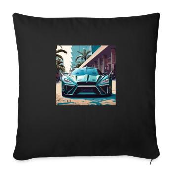 Blue Spacecar in Miami (Miami Collection) - Sofa pillowcase 17,3'' x 17,3'' (45 x 45 cm) - black - Front