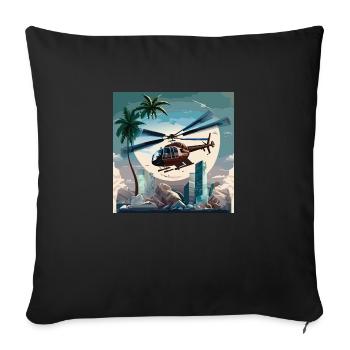 Helicopter operation in Miami (Miami Collection) - Sofa pillowcase 17,3'' x 17,3'' (45 x 45 cm) - black - Front