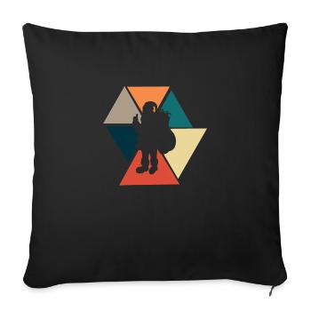 Père Noël rétro vintage - idée cadeau père Noël - Housse de coussin décorative 45 x 45 cm - noir - Devant