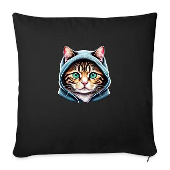 Cat, Cat Owner, Pet, Kitten, Domestic Cat - Sofa pillowcase 17,3'' x 17,3'' (45 x 45 cm) - black - Front