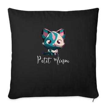 PETIT MINOU modèle foncé - Housse de coussin décorative 45 x 45 cm - noir - Devant