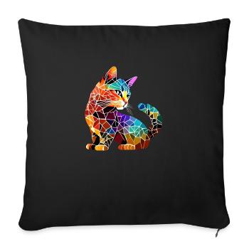 Cat, Cat Owner, Pet, Kitten, Domestic Cat - Sofa pillowcase 17,3'' x 17,3'' (45 x 45 cm) - black - Front