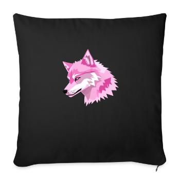 Tète de loup rose - Housse de coussin décorative 45 x 45 cm - noir - Devant