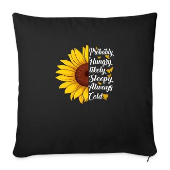 probably hungry likely sleepy always cold Vintage - Sofa pillowcase 17,3'' x 17,3'' (45 x 45 cm) - black - Front
