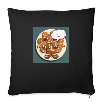 Lebkuchen / Weihnachten / Lebkuchenmann - Sofakissenbezug 45 x 45 cm - Schwarz - Vorne