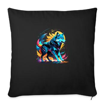 Wolf in Color - Sofa pillowcase 17,3'' x 17,3'' (45 x 45 cm) - black - Front