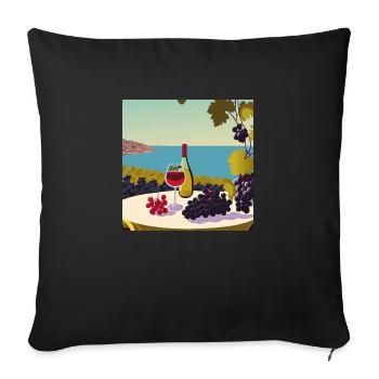Wein / Rotwein / Weißwein - Sofakissenbezug 45 x 45 cm - Schwarz - Vorne