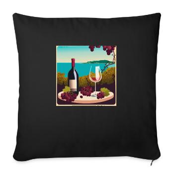 Wein / Rotwein / Weißwein - Sofakissenbezug 45 x 45 cm - Schwarz - Vorne