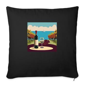 Wein / Rotwein / Weißwein - Sofakissenbezug 45 x 45 cm - Schwarz - Vorne