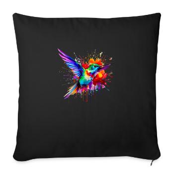 Hummingbird in watercolor - Sofa pillowcase 17,3'' x 17,3'' (45 x 45 cm) - black - Front