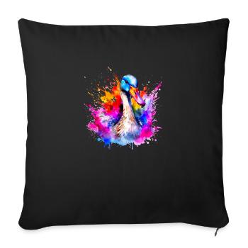 oie en couleurs , oiseaux - Housse de coussin décorative 45 x 45 cm - noir - Devant