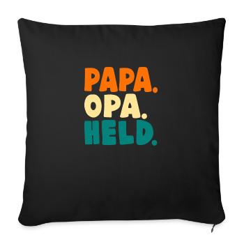 PAPA OPA HELD - Sofakissenbezug 45 x 45 cm - Schwarz - Vorne
