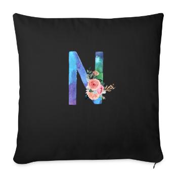 Letter N watercolor - Sofa pillowcase 17,3'' x 17,3'' (45 x 45 cm) - black - Front