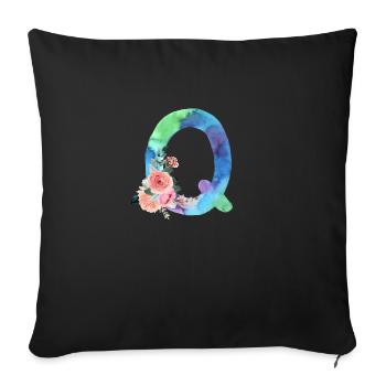 Lettre q watercolour - Housse de coussin décorative 45 x 45 cm - noir - Devant