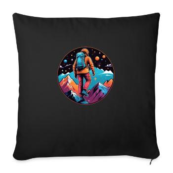 Climbing - Moon - Space - Sofa pillowcase 17,3'' x 17,3'' (45 x 45 cm) - black - Front