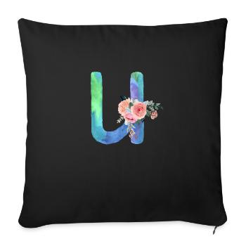 Letter u watercolor - Sofa pillowcase 17,3'' x 17,3'' (45 x 45 cm) - black - Front