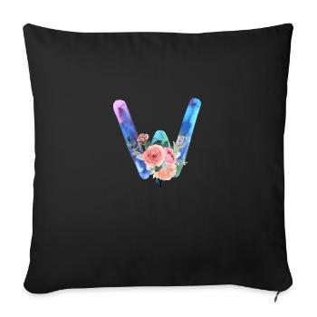 Letter w watercolor - Sofa pillowcase 17,3'' x 17,3'' (45 x 45 cm) - black - Front
