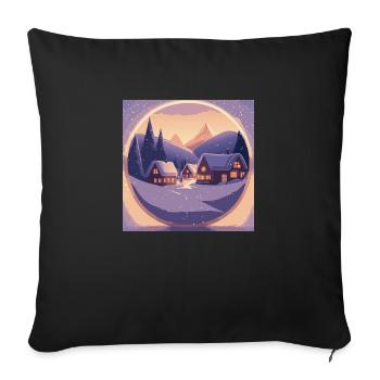 Village in snow globe - Sofa pillowcase 17,3'' x 17,3'' (45 x 45 cm) - black - Front