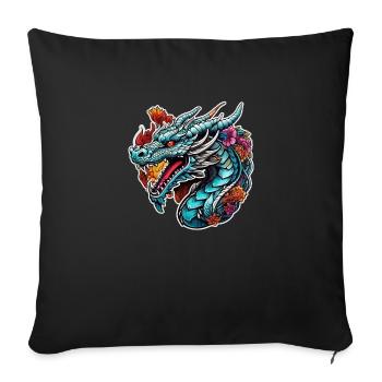dragon asiatique - japon - chinois - Housse de coussin décorative 45 x 45 cm - noir - Devant