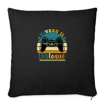 Niveau 11 Débloqué - Gamer Anniversaire 11 ans - Housse de coussin décorative 45 x 45 cm - noir - Devant