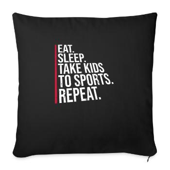Mangez, dormez, emmenez les enfants faire du sport, répétez le dicton des parents - Housse de coussin décorative 45 x 45 cm - noir - Devant