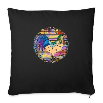 Coq - Housse de coussin décorative 45 x 45 cm - noir - Devant