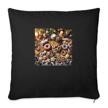 Weihnachtliche Leckereien - Weihnachtsgeschenkidee - Sofakissenbezug 45 x 45 cm - Schwarz - Vorne