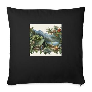 Camp in the jungle - Sofa pillowcase 17,3'' x 17,3'' (45 x 45 cm) - black - Front