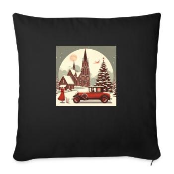 Church in winter - Sofa pillowcase 17,3'' x 17,3'' (45 x 45 cm) - black - Front