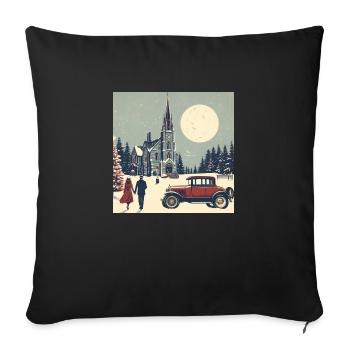 Church in the forest in winter - Sofa pillowcase 17,3'' x 17,3'' (45 x 45 cm) - black - Front