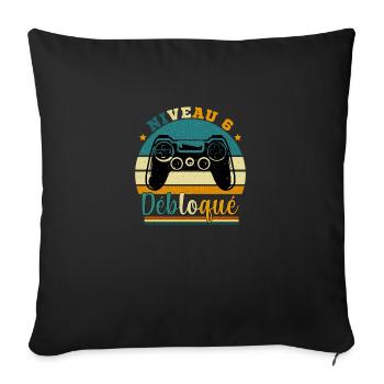 Niveau 6 Débloqué - Gamer Anniversaire 6 ans - Housse de coussin décorative 45 x 45 cm - noir - Devant