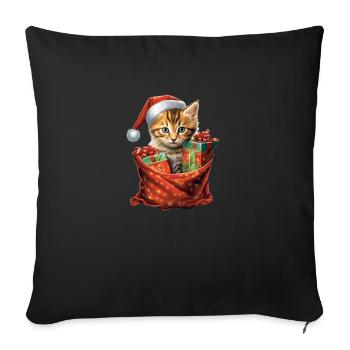 Christmas Kitten 1 - Sofa pillowcase 17,3'' x 17,3'' (45 x 45 cm) - black - Front