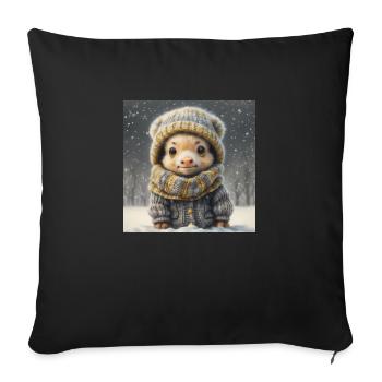 Cute fantasy animal with clothes on in the snow - Sofa pillowcase 17,3'' x 17,3'' (45 x 45 cm) - black - Front