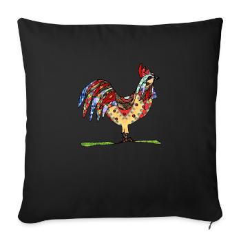 Coq - Housse de coussin décorative 45 x 45 cm - noir - Devant