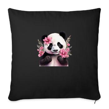 Cute Panda - Sofa pillowcase 17,3'' x 17,3'' (45 x 45 cm) - black - Front