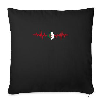 Algérie battement de coeur cadeau algérien - Housse de coussin décorative 45 x 45 cm - noir - Devant