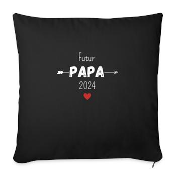 Futur papa 2024 - Housse de coussin décorative 45 x 45 cm - noir - Devant