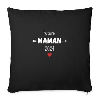 Future maman 2024 - Housse de coussin décorative 45 x 45 cm - noir - Devant