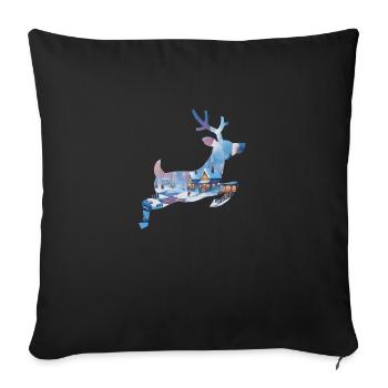 Féérie hivernale en silhouette de cerf - Housse de coussin décorative 45 x 45 cm - noir - Devant